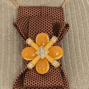 OOAK Tongue Tied Necktie Necklace Stunning Brooch and Chain